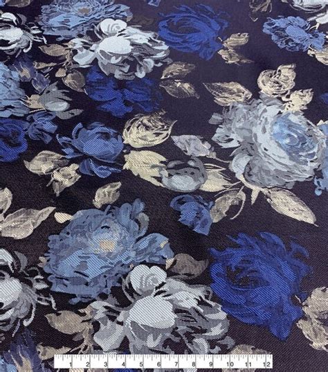 jacquard fabric blue silver metallic floral site joann.com|Blue Vintage Pastel Floral Jacquard Fabric .